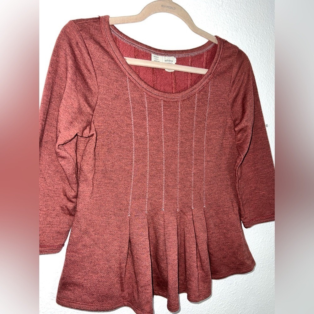 Saturday Sunday Anthropologie sweatshirt peplum top French Terry pintuck Small